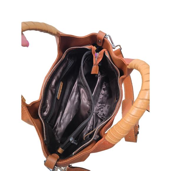 Iswee Satchel Bags for Women Genuine Shoulder Bag Leather  Iswee Bown Leather Satchel Handag Purse with Shoulder Stap